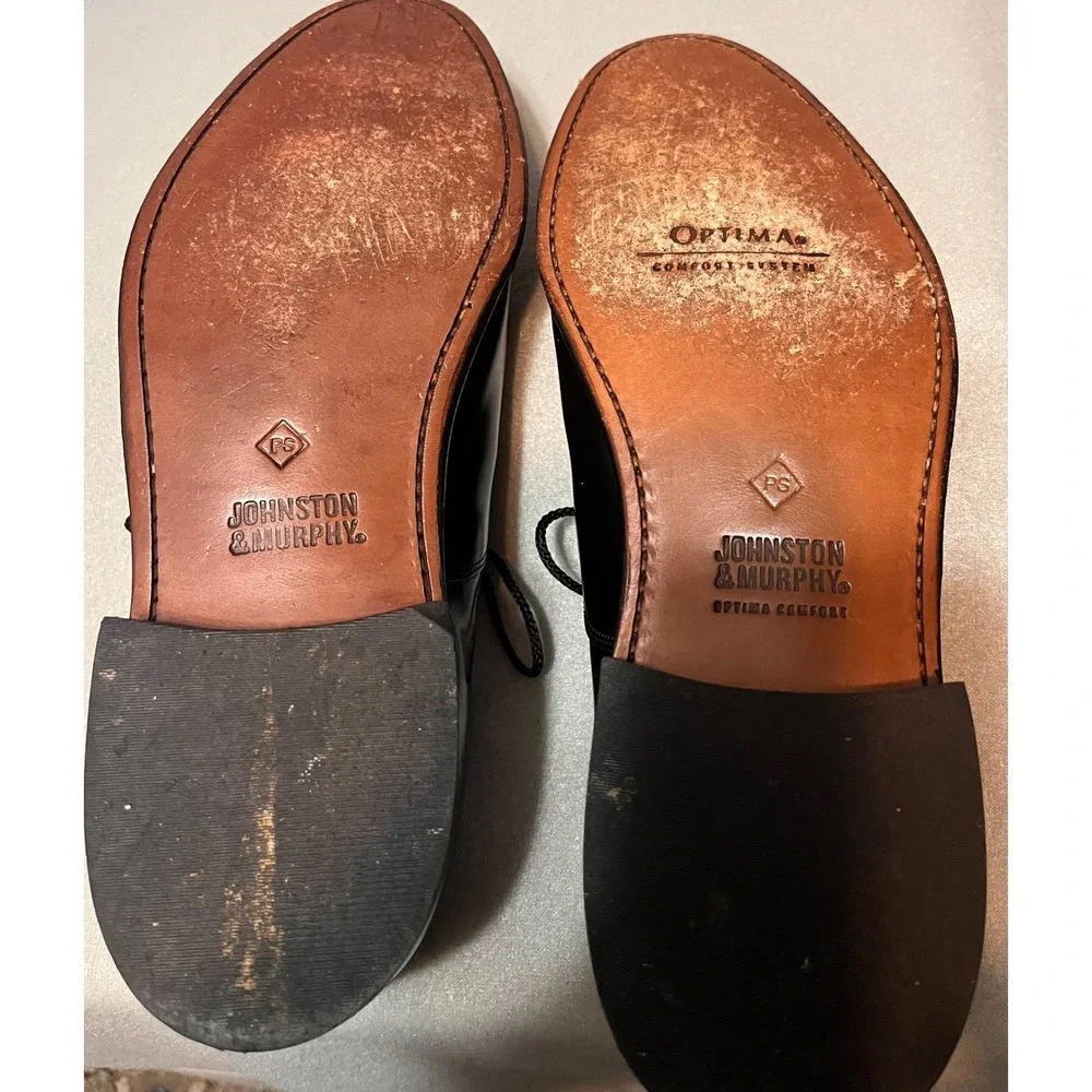 Johnston & Murphy‎ Mens Black Leather Cap Toe Oxford Dress Shoes 9.5 D/B Clasic